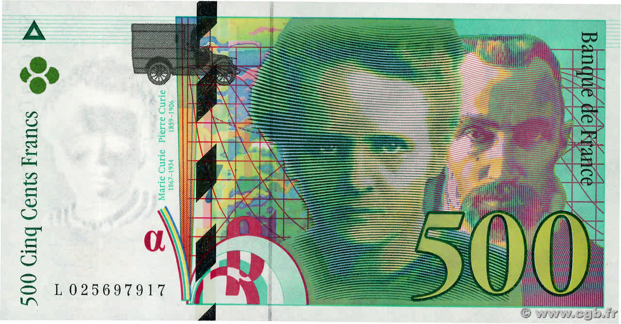 500 Francs PIERRE ET MARIE CURIE FRANCE  1994 F.76.01 UNC