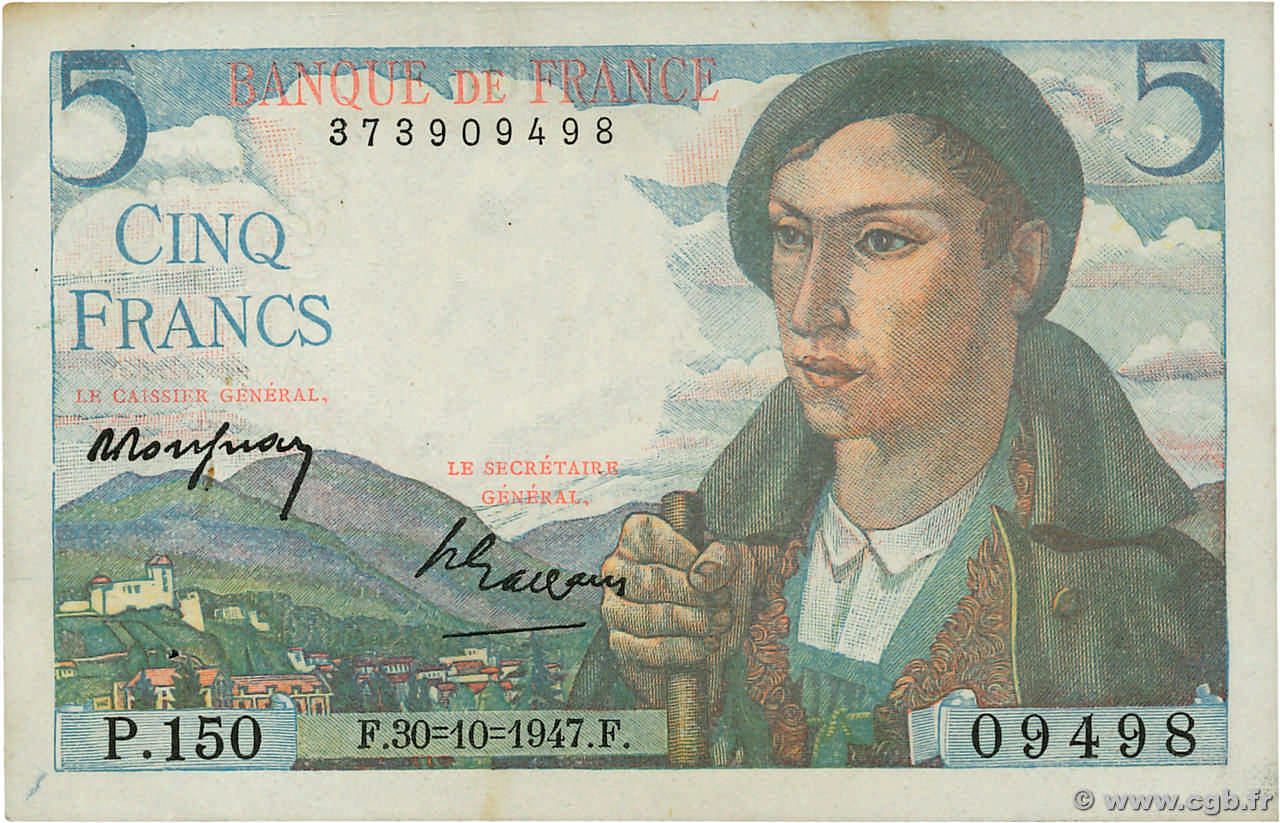 5 Francs BERGER FRANCE  1947 F.05.07 XF