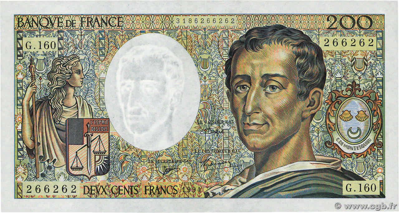 200 Francs MONTESQUIEU FRANCE  1981 F.70.01 SUP+