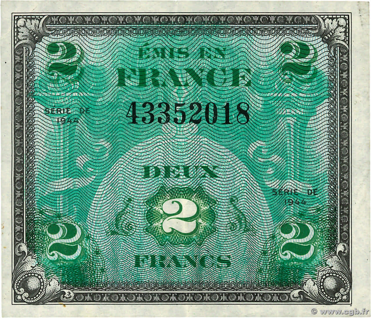 2 Francs DRAPEAU FRANCE  1944 VF.16.01 SUP