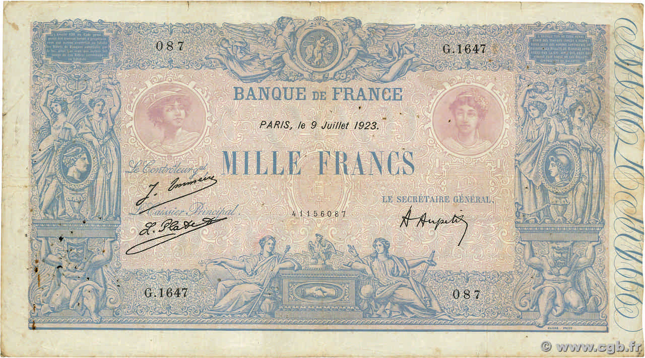 1000 Francs BLEU ET ROSE FRANCE  1923 F.36.39 F-