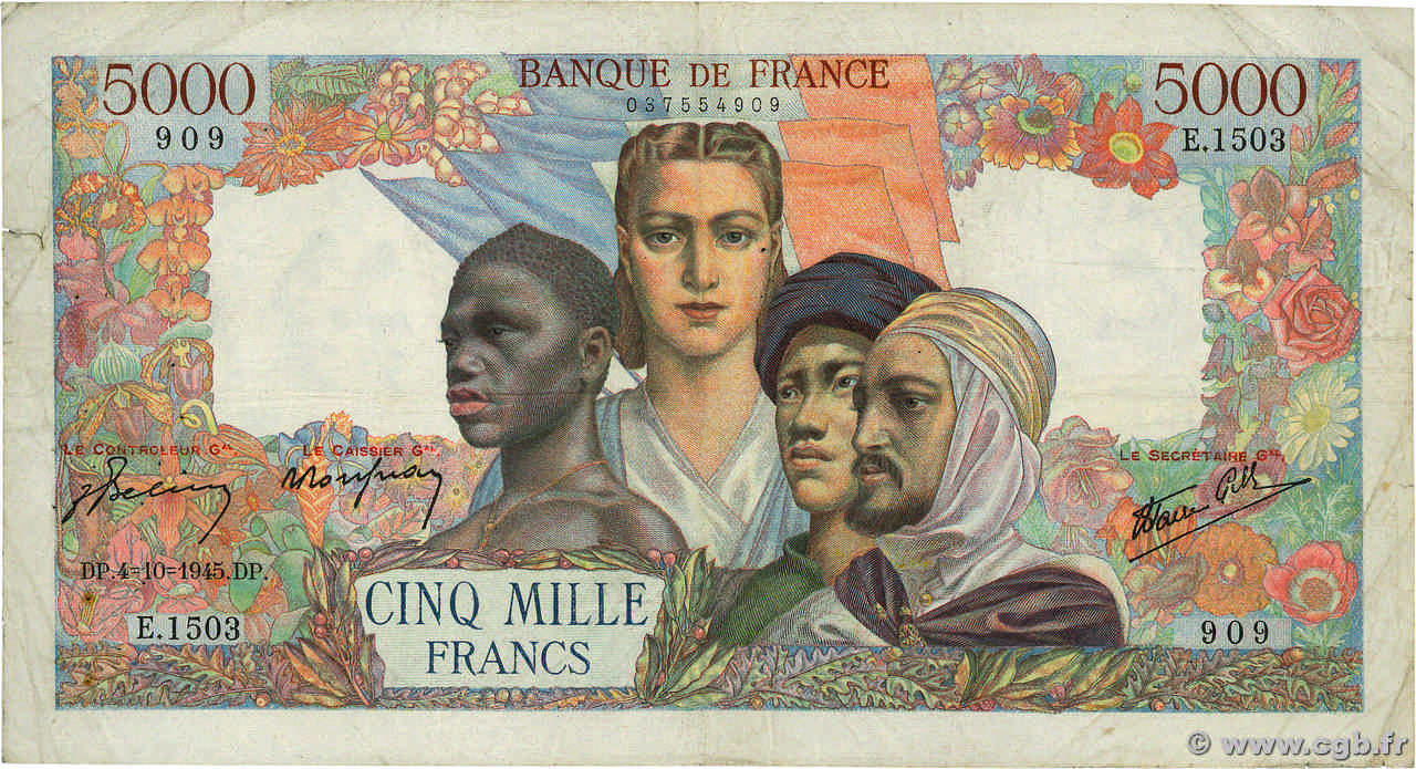 5000 Francs EMPIRE FRANÇAIS FRANCE  1945 F.47.46 TB