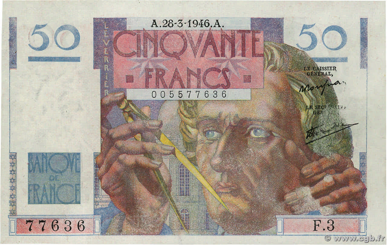 50 Francs LE VERRIER FRANCE  1946 F.20.02 TTB