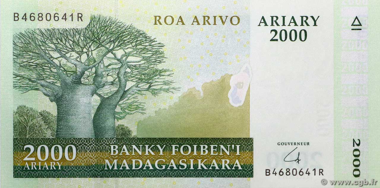 2000 Ariary MADAGASCAR  2009 P.090b FDC