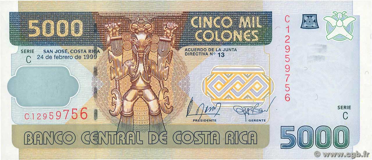 5000 Colones COSTA RICA  1999 P.268a UNC