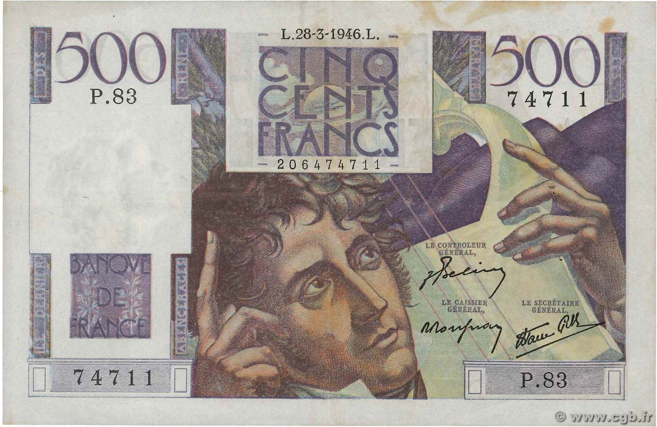500 Francs CHATEAUBRIAND FRANCE  1946 F.34.05 TTB