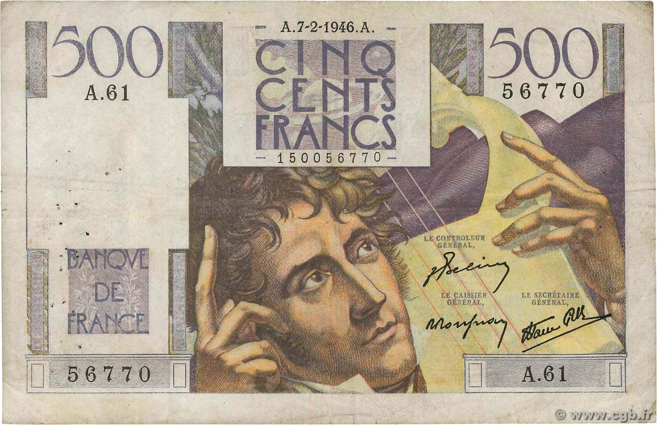 500 Francs CHATEAUBRIAND FRANCIA  1946 F.34.04 MB