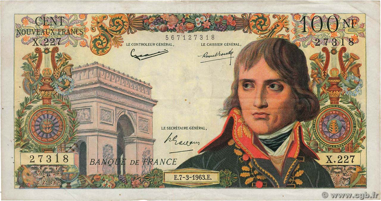 100 Nouveaux Francs BONAPARTE FRANCE  1963 F.59.20 F+