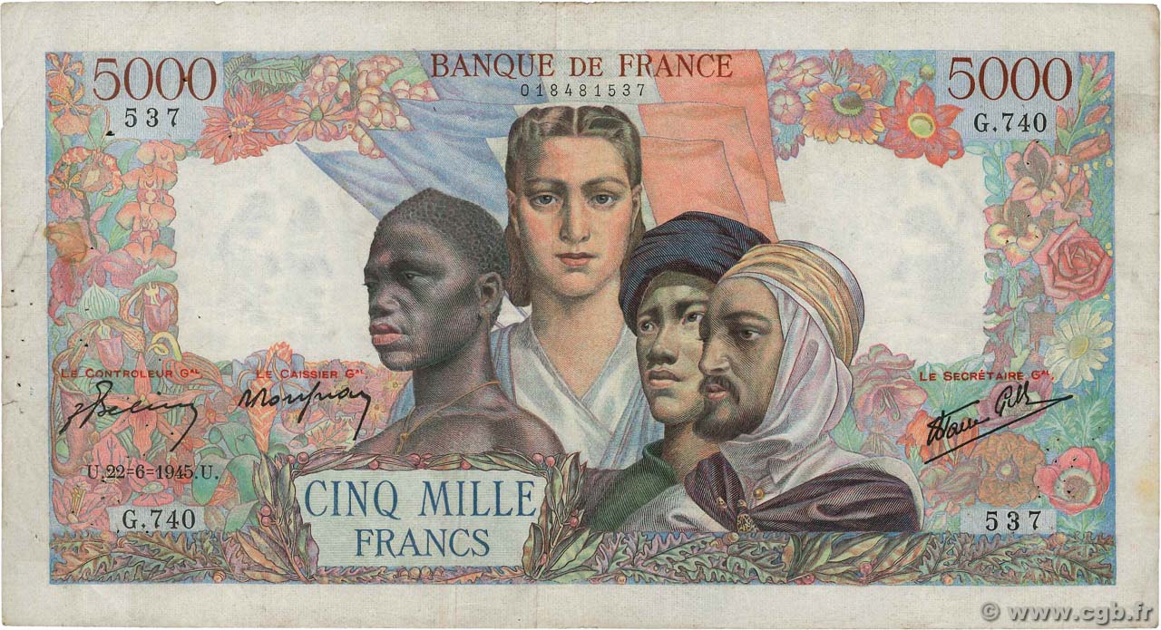 5000 Francs EMPIRE FRANÇAIS FRANCIA  1945 F.47.31 BC