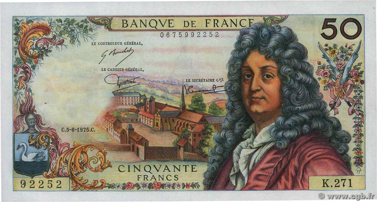 50 Francs RACINE FRANCIA  1975 F.64.30 EBC+