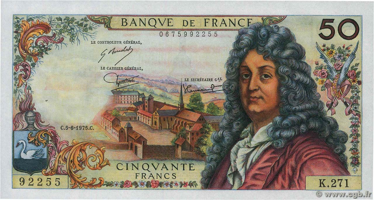 50 Francs RACINE FRANCIA  1975 F.64.30 SPL+