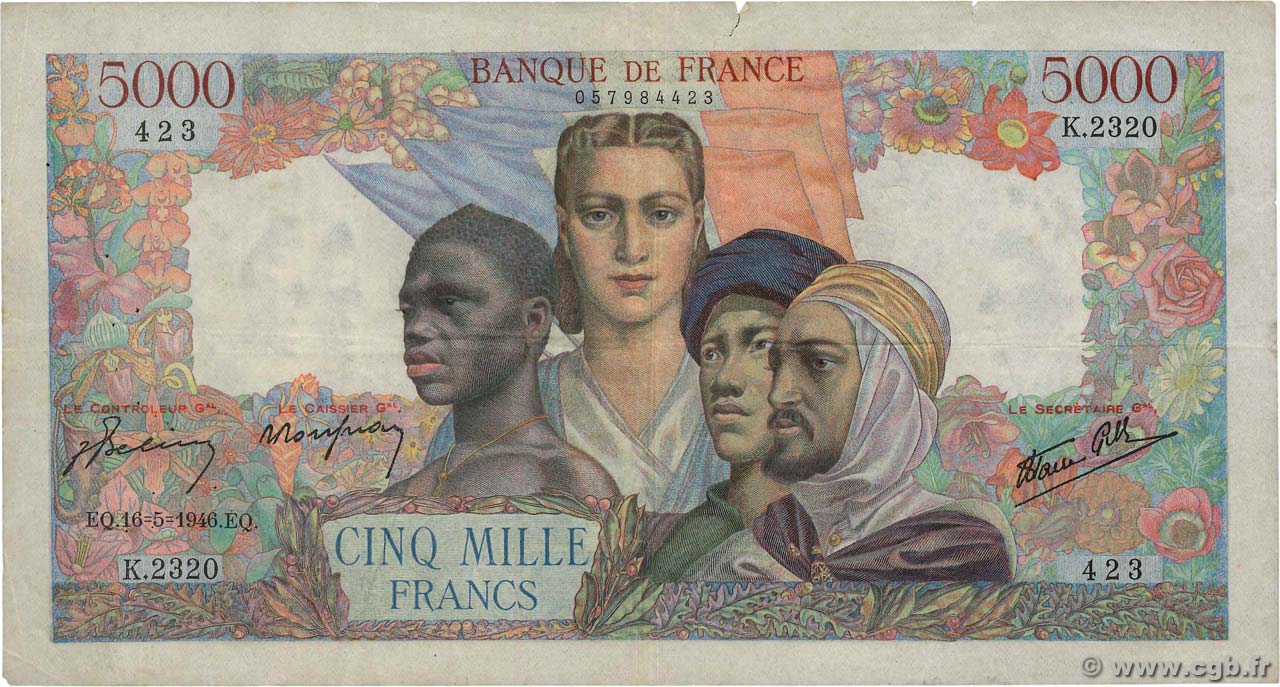 5000 Francs EMPIRE FRANÇAIS FRANCIA  1946 F.47.53 BC