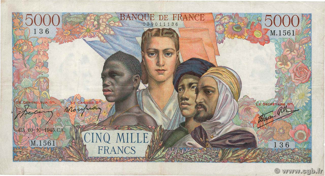 5000 Francs EMPIRE FRANÇAIS FRANCIA  1945 F.47.47 BC