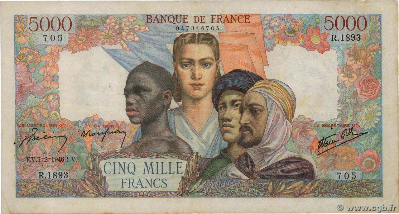 5000 Francs EMPIRE FRANÇAIS FRANCE  1946 F.47.50 pr.TTB
