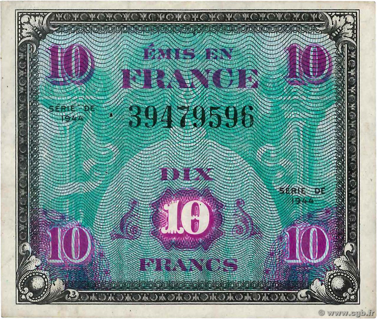 10 Francs DRAPEAU FRANKREICH  1944 VF.18.01 SS
