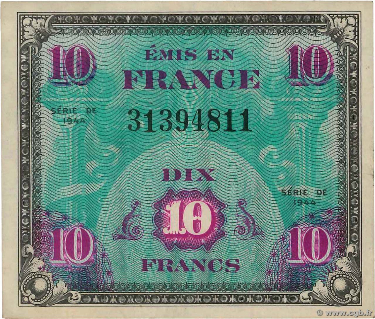 10 Francs DRAPEAU FRANCE  1944 VF.18.01 TTB
