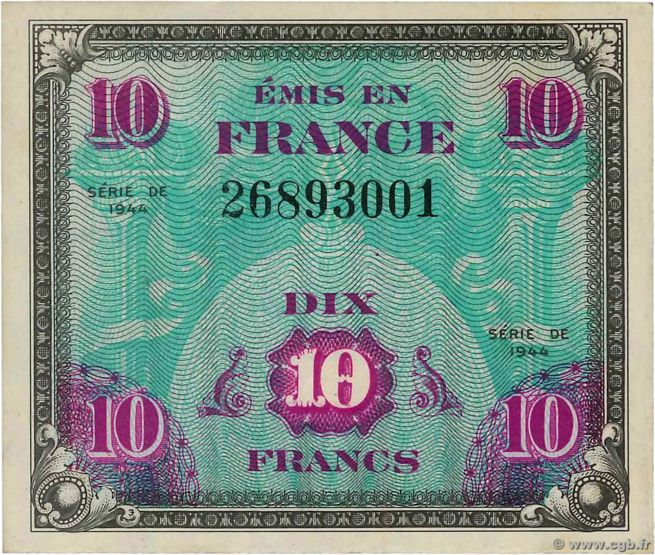 10 Francs DRAPEAU FRANCE  1944 VF.18.01 SUP
