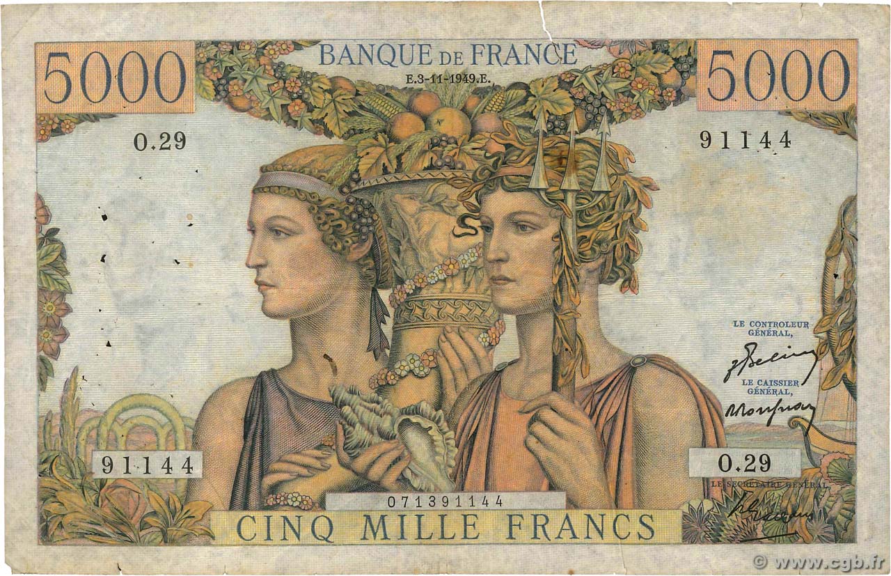 5000 Francs TERRE ET MER FRANCIA  1949 F.48.02 B