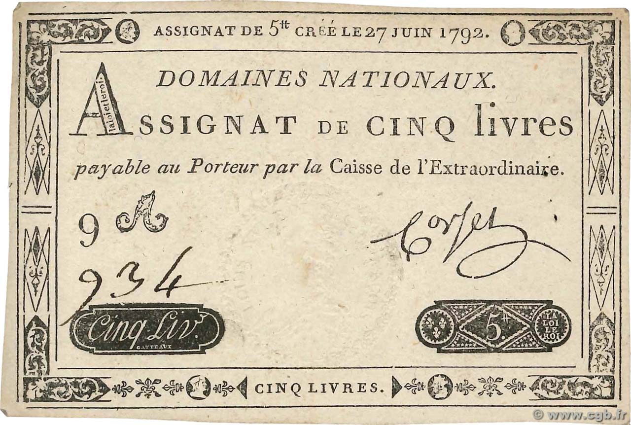 5 Livres FRANCIA  1792 Ass.30a EBC+