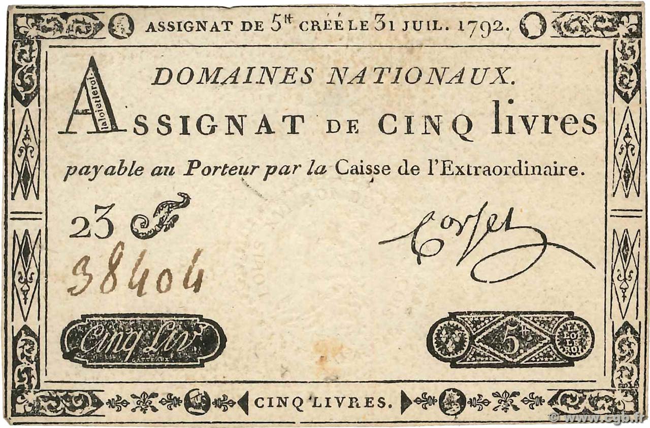 5 Livres FRANCIA  1792 Ass.31a EBC