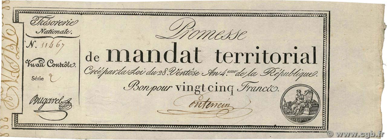 25 Francs avec série FRANCE  1796 Ass.59b VF+
