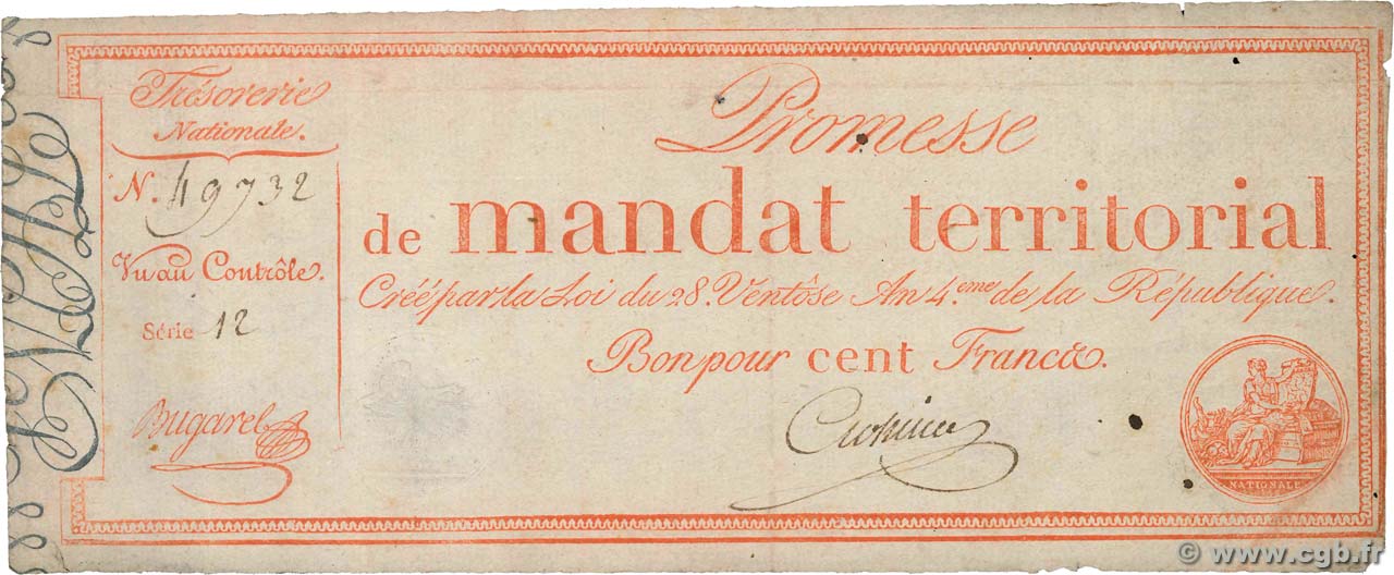 100 Francs avec série FRANKREICH  1796 Ass.60b S