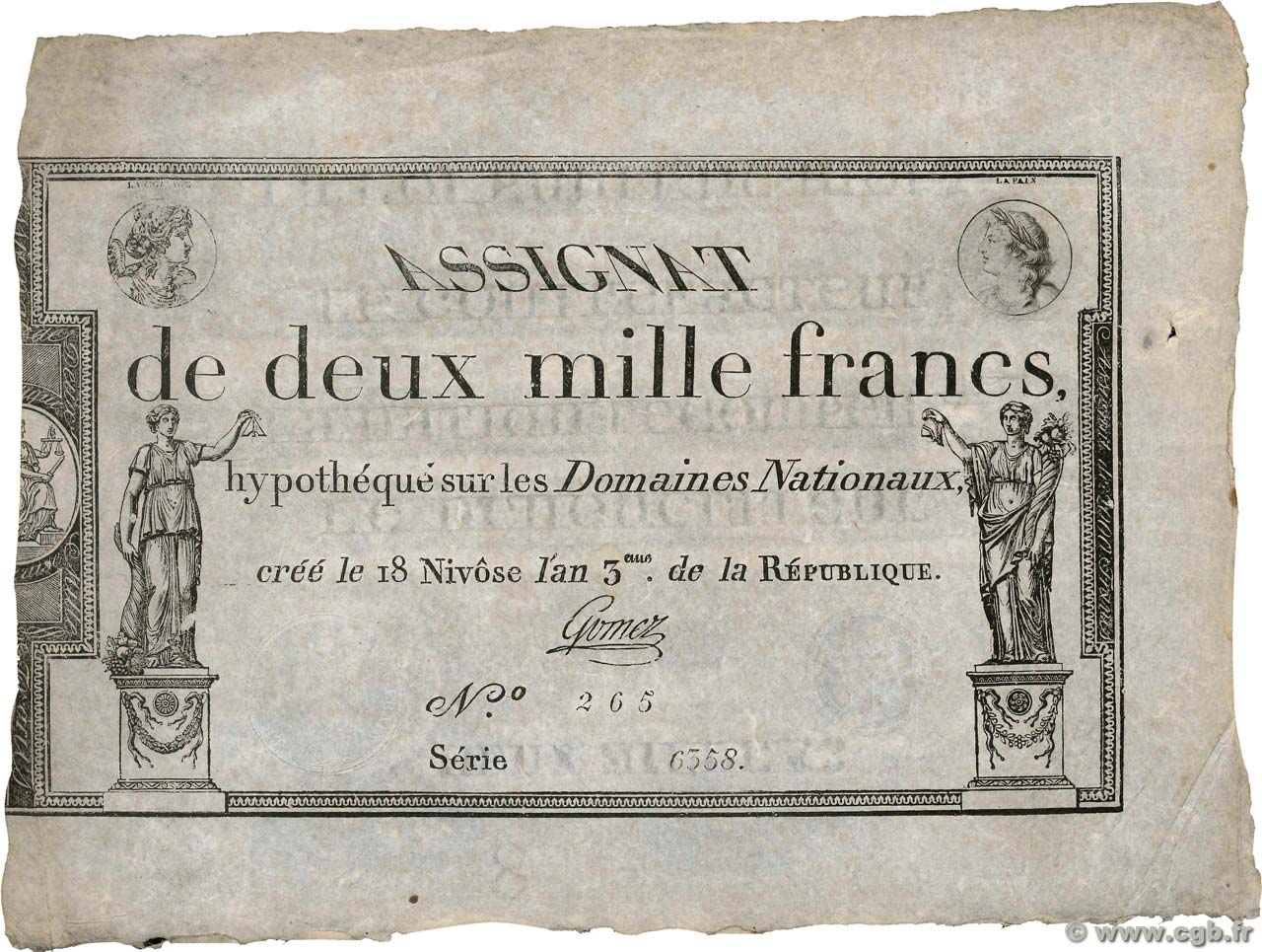 2000 Francs FRANKREICH  1795 Ass.51a fSS