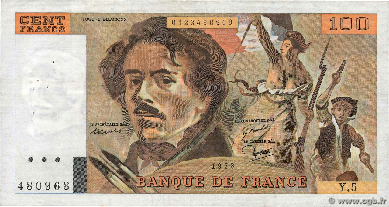100 Francs DELACROIX modifié FRANCIA  1978 F.69.01d BC