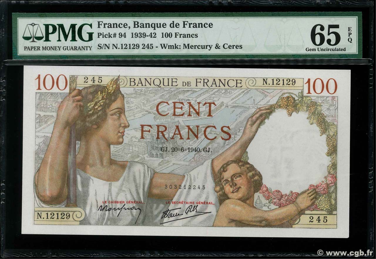 100 Francs SULLY FRANCIA  1940 F.26.32 FDC