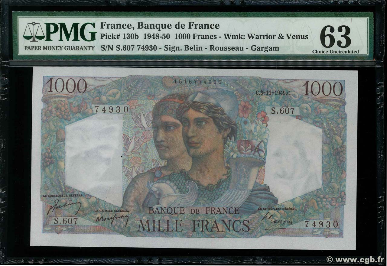 1000 Francs MINERVE ET HERCULE FRANCE  1949 F.41.29 pr.NEUF