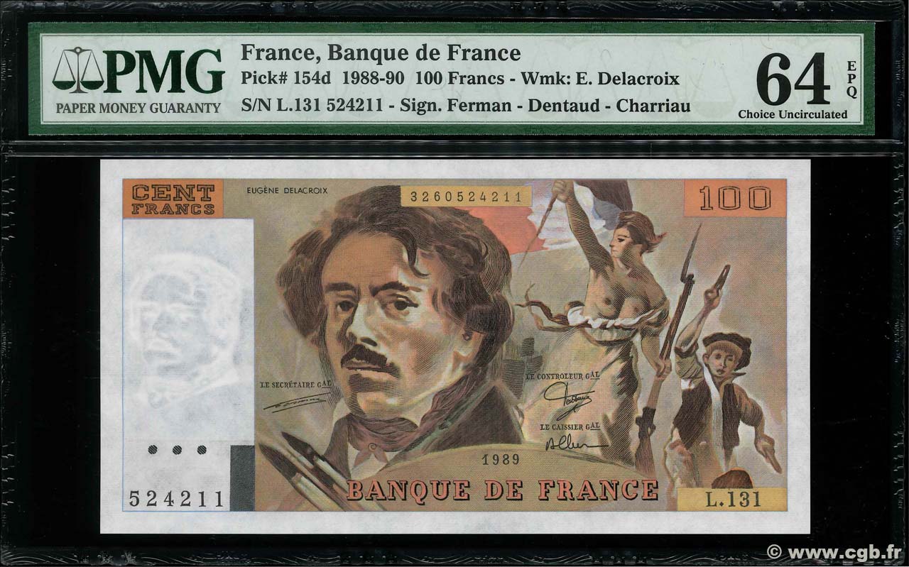 100 Francs DELACROIX modifié FRANCE  1989 F.69.13a NEUF