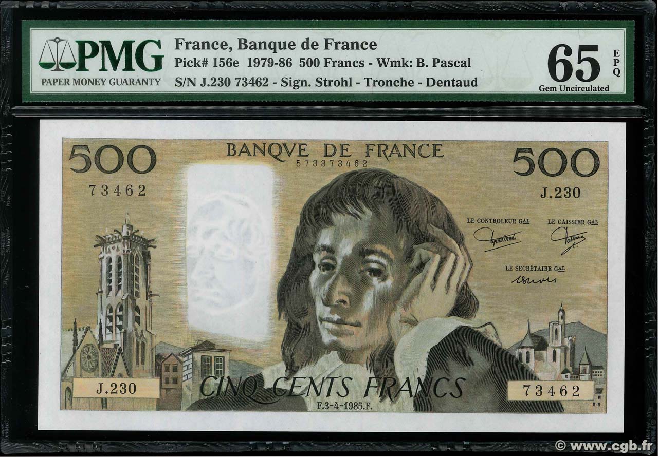 500 Francs PASCAL FRANCE  1985 F.71.33 NEUF