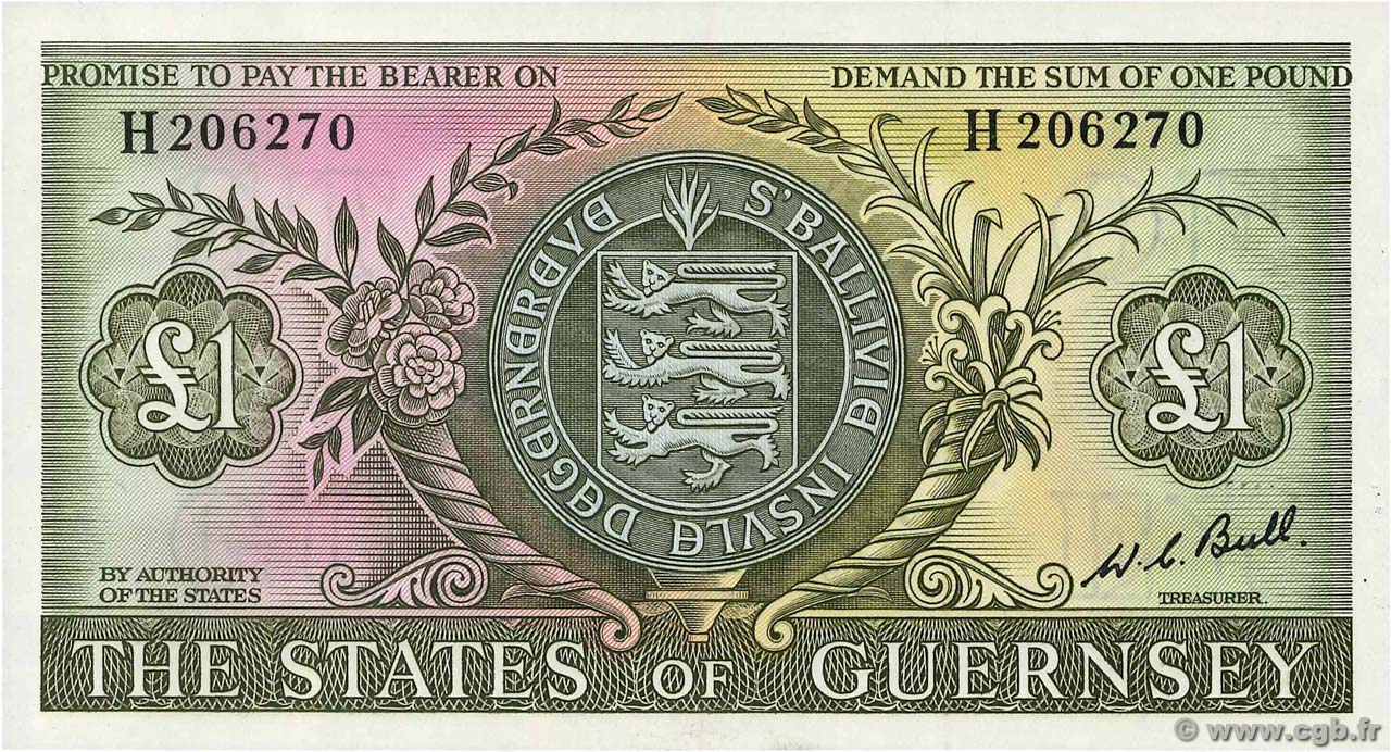 1 Pound GUERNSEY  1969 P.45c ST
