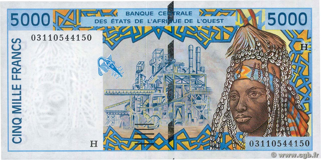 5000 Francs WEST AFRICAN STATES  2003 P.613Hl UNC-
