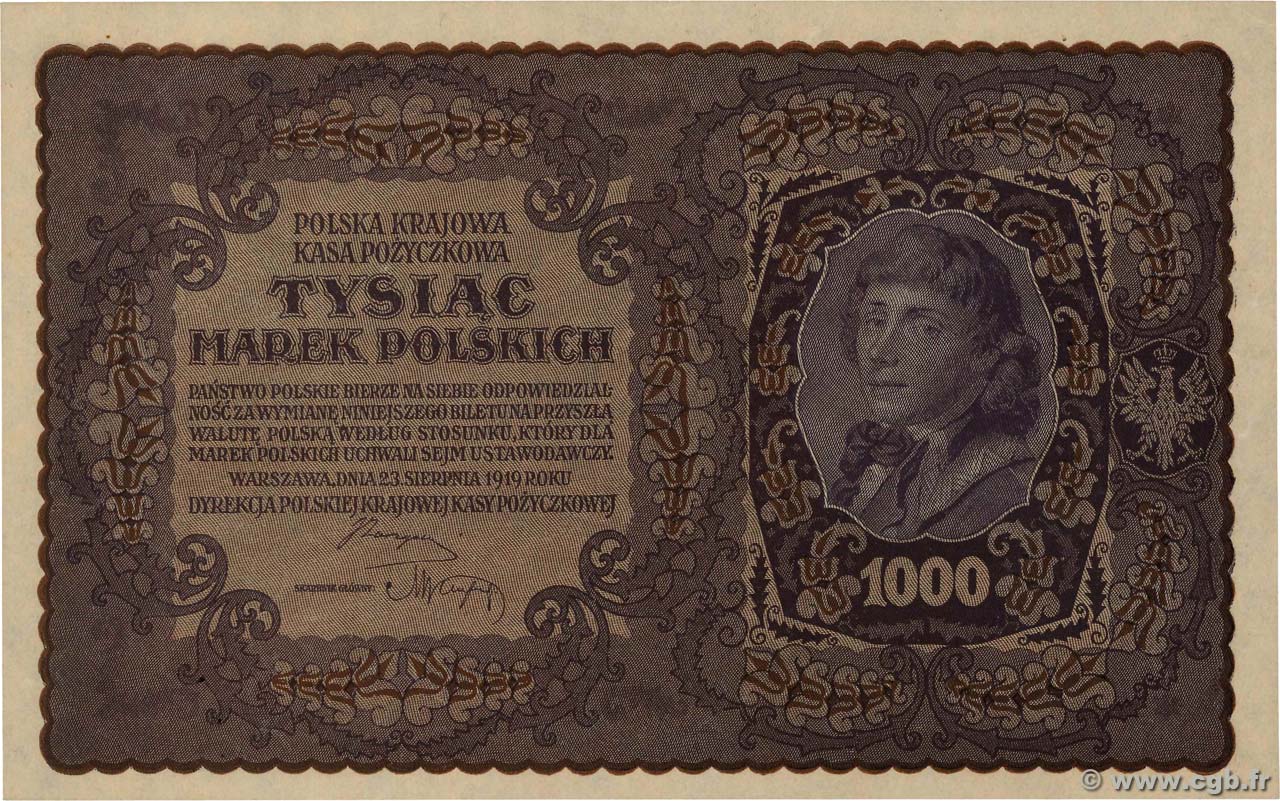 1000 Marek POLOGNE  1919 P.029 NEUF