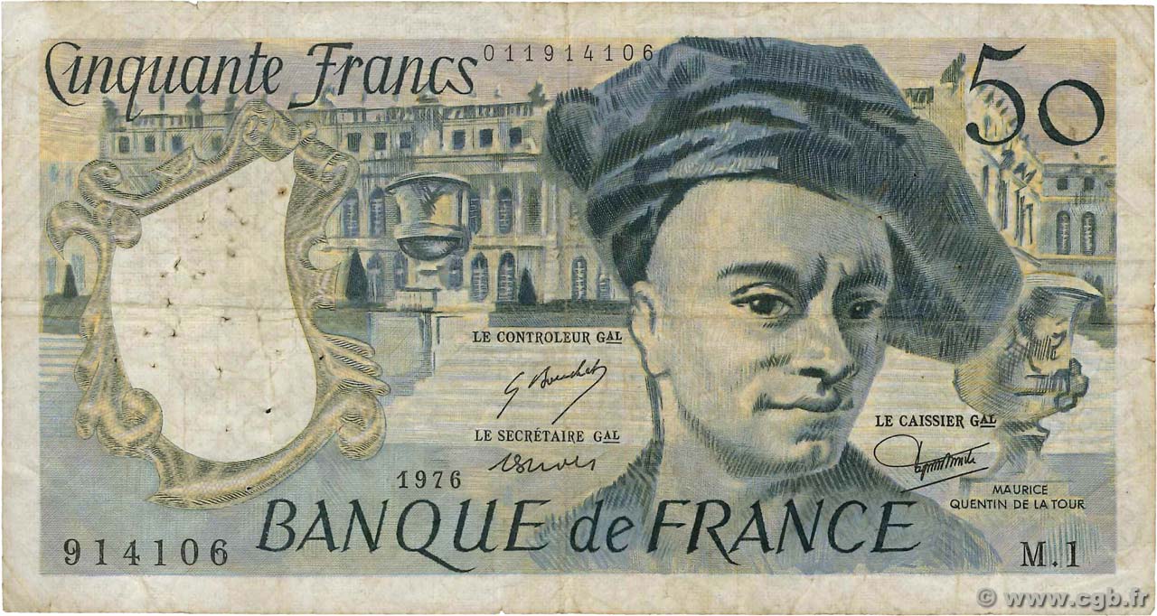 50 Francs QUENTIN DE LA TOUR FRANCE  1976 F.67.01 B