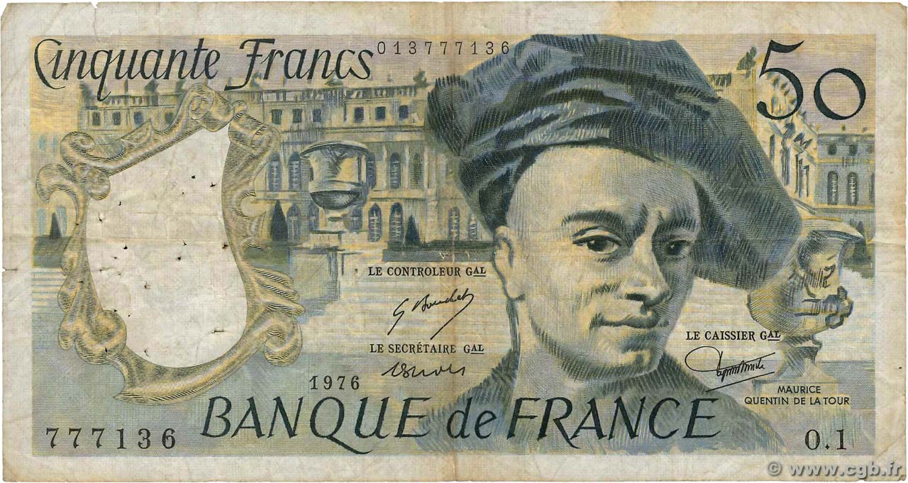 50 Francs QUENTIN DE LA TOUR FRANCIA  1976 F.67.01 RC