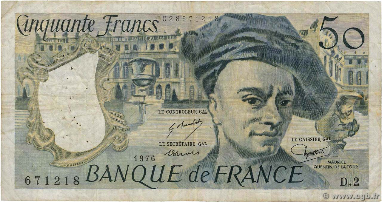 50 Francs QUENTIN DE LA TOUR FRANKREICH  1976 F.67.01 SGE