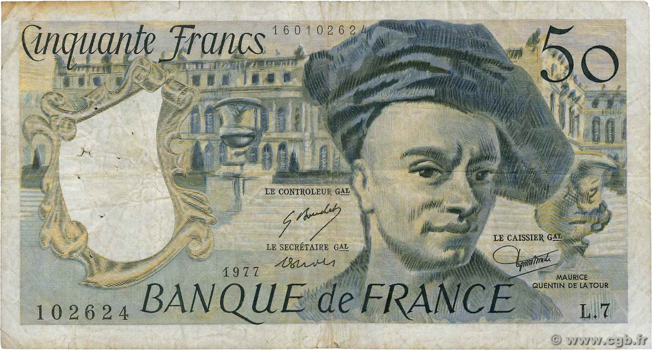 50 Francs QUENTIN DE LA TOUR FRANCE  1977 F.67.02 B