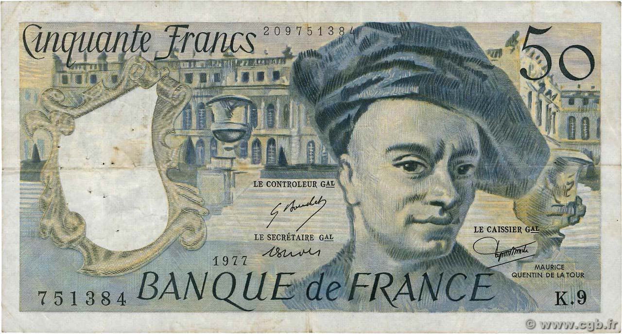 50 Francs QUENTIN DE LA TOUR FRANCE  1977 F.67.02 TB