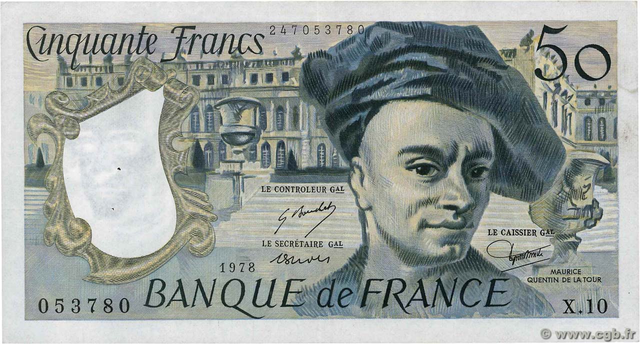 50 Francs QUENTIN DE LA TOUR FRANCIA  1978 F.67.03 q.SPL