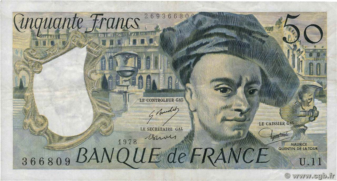 50 Francs QUENTIN DE LA TOUR FRANCE  1978 F.67.03 TB