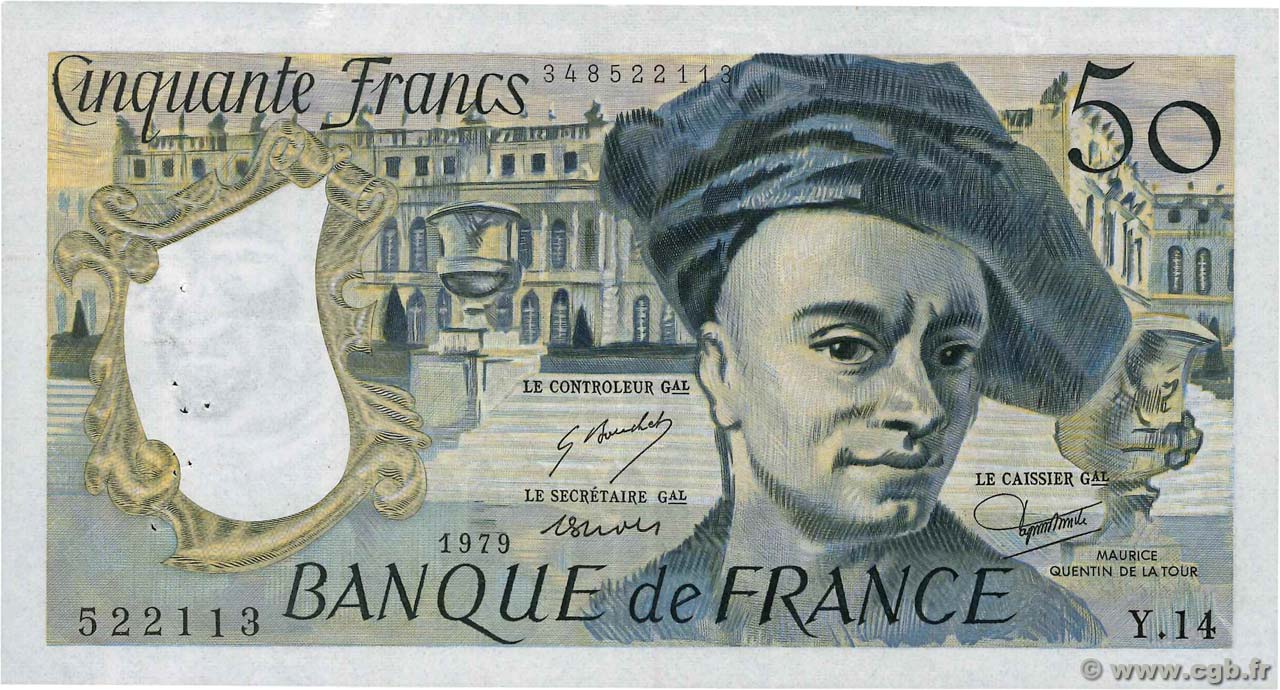 50 Francs QUENTIN DE LA TOUR FRANCE  1979 F.67.04 TTB