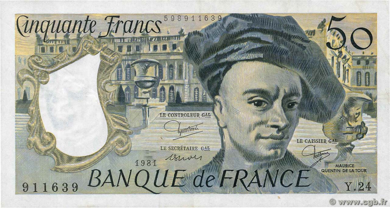 50 Francs QUENTIN DE LA TOUR FRANCIA  1981 F.67.07 MBC