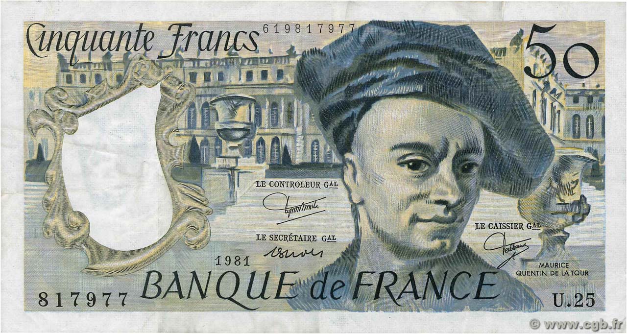 50 Francs QUENTIN DE LA TOUR FRANCIA  1981 F.67.07 BC+