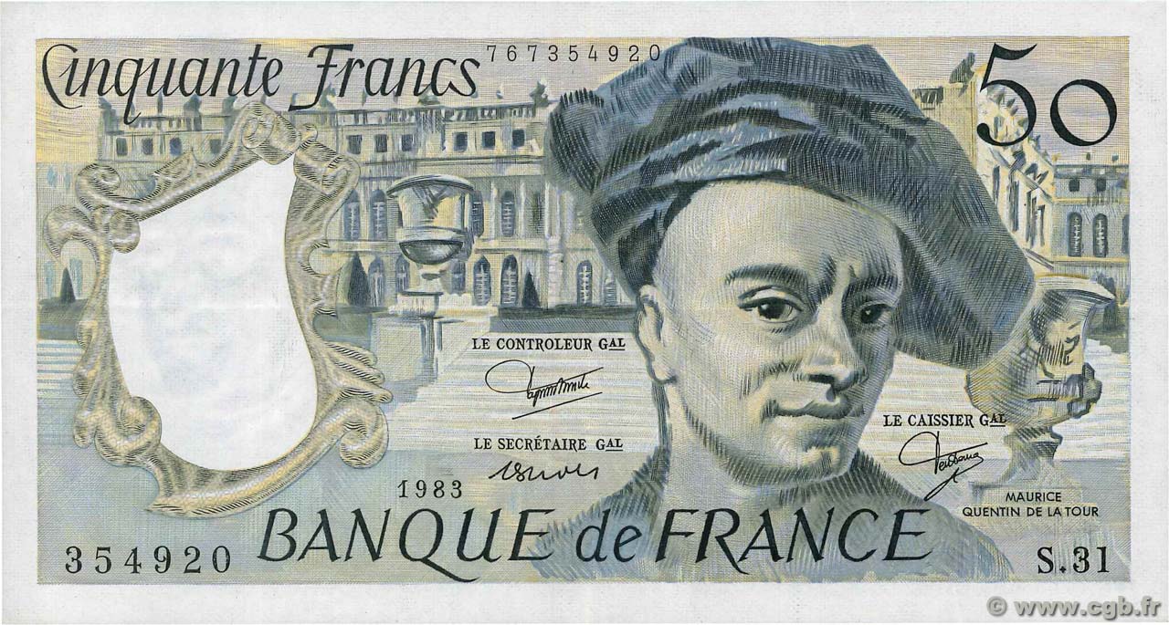 50 Francs QUENTIN DE LA TOUR FRANCE  1983 F.67.09 TTB+