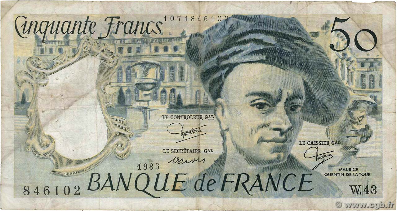 50 Francs QUENTIN DE LA TOUR FRANCE  1985 F.67.11 G