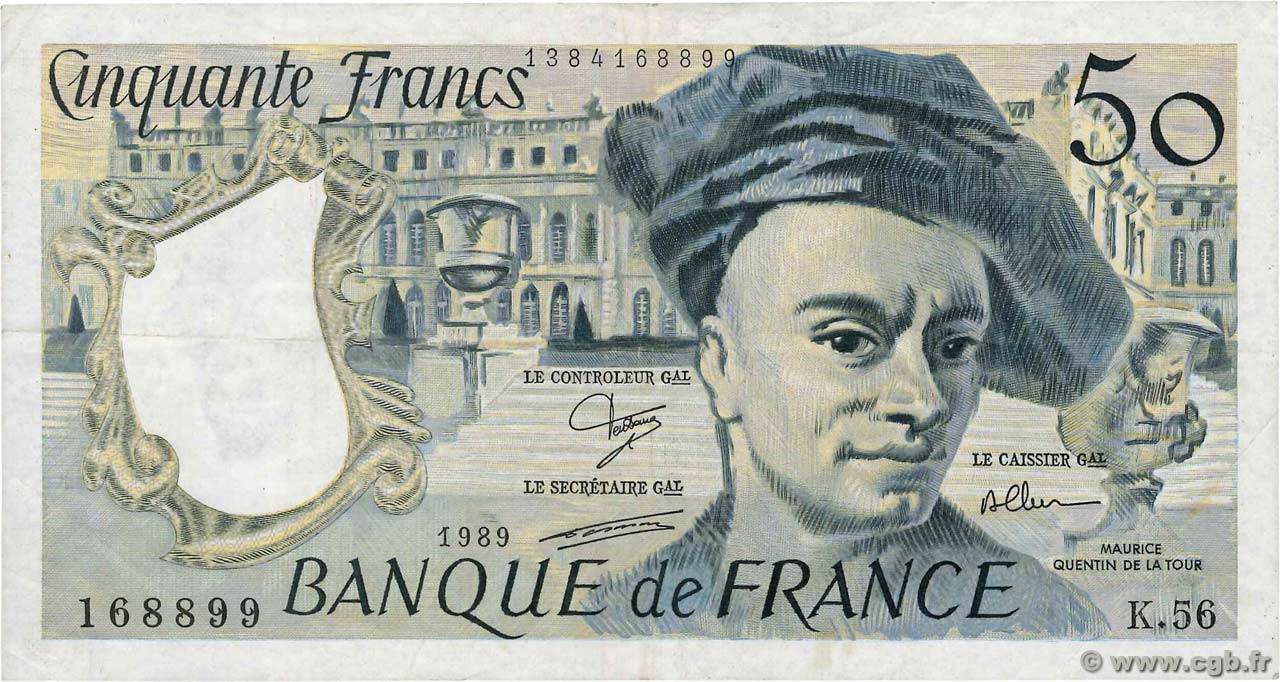 50 Francs QUENTIN DE LA TOUR FRANKREICH  1989 F.67.15 fSS