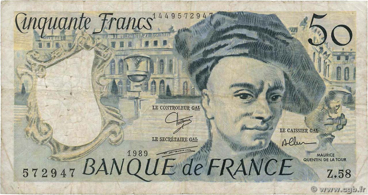 50 Francs QUENTIN DE LA TOUR FRANCIA  1989 F.67.15 B