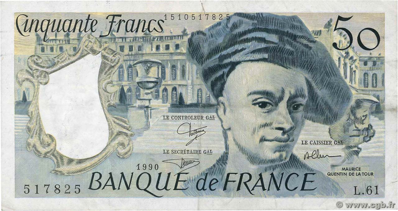 50 Francs QUENTIN DE LA TOUR FRANCE  1990 F.67.16 TB